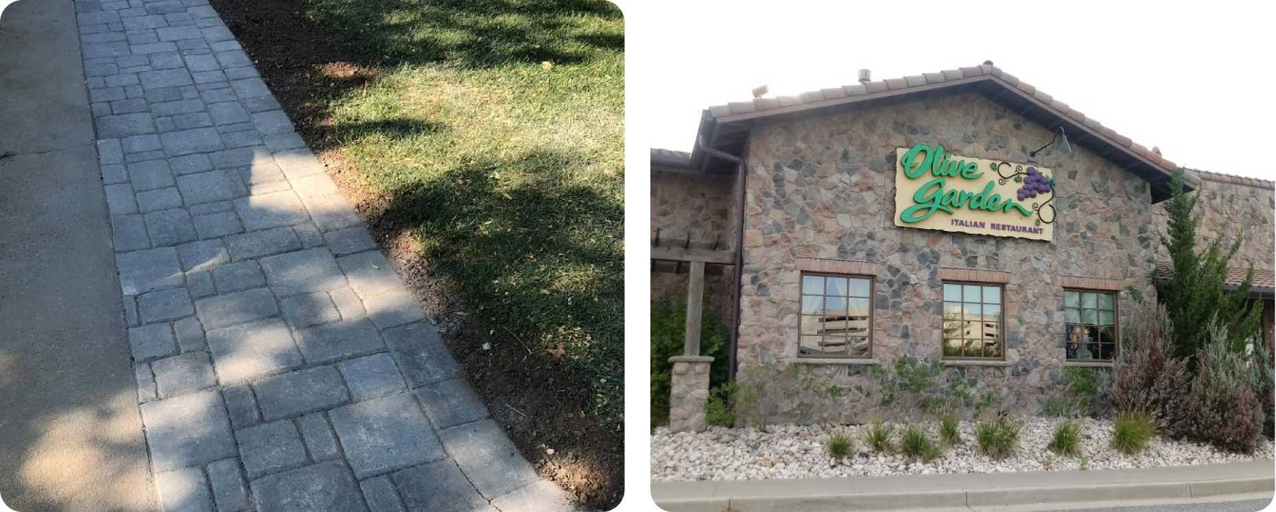 Stone pathway leading to a rustic stone house with greenery around.